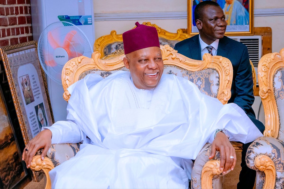 officialSKSM's tweet photo. Before departing for Lagos today, where he led Governors from across the Federation to the Eid al-Adha luncheon and traditional Sallah homage to President @officialABAT, Vice President @KashimSM paid a courtesy visit to the Shehu of Borno, His Royal Highness, Alhaji Dr. Abubakar Ibn Umar Garbai Al-Amin El-Kanemi.

The visit reflected the Vice President’s abiding respect for the traditional institution and its enduring role in promoting unity, stability, and cultural values in society.