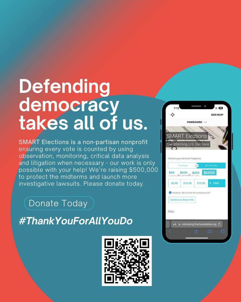 SMART_elections's tweet photo. Let's be real. How much have you donated to political campaigns? Political parties? Are they making sure your vote counts? We are. 
Make sure we have the resources to get the job done. 
All donations are tax deductible. Please donate today. 
https://t.co/cTPdHu7xB9 https://t.co/yPiZzkur0b