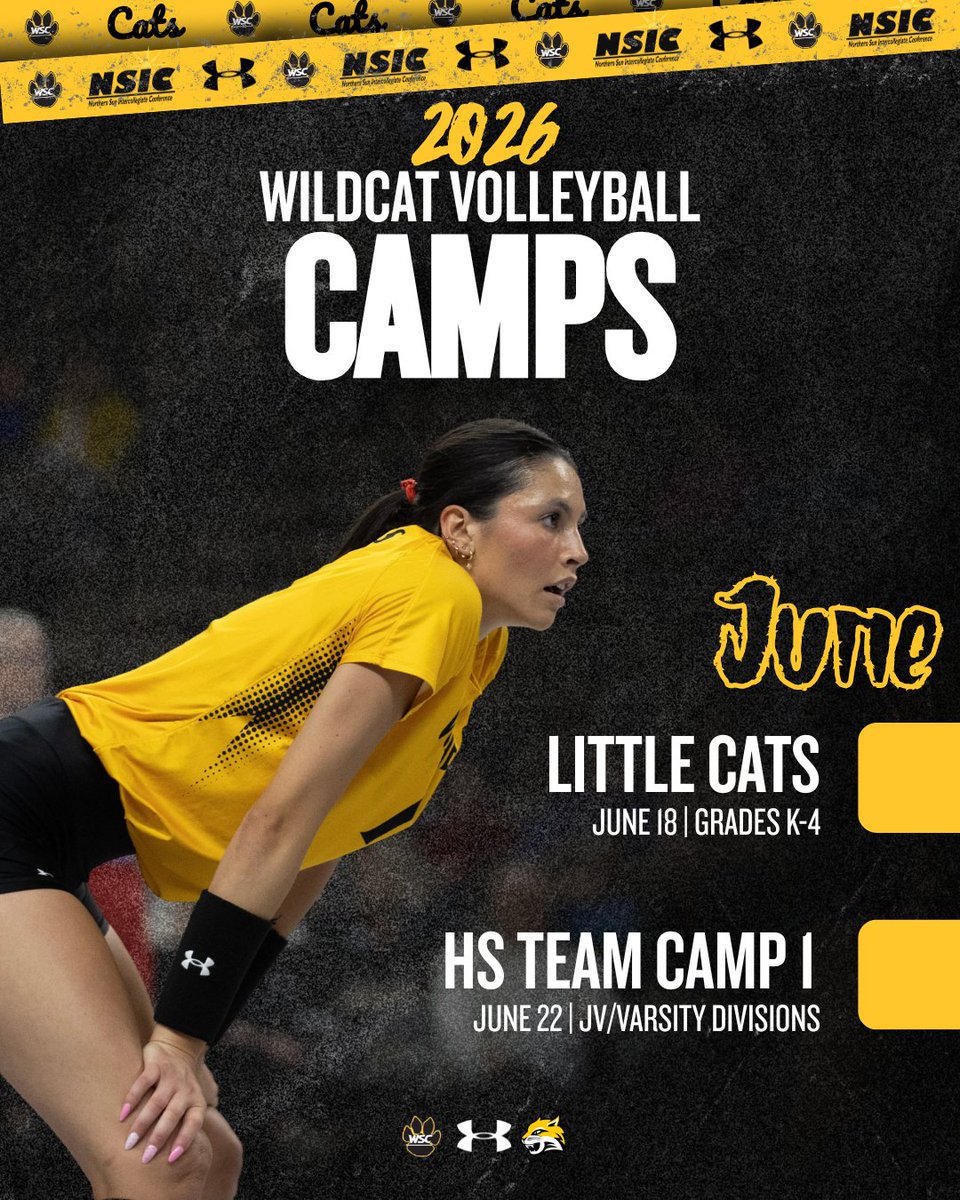WSCWildcatVB's tweet photo. June camps are just around the corner! We still have openings for our Little Cats (K-4) camp and our June High School Team Camp (JV &amp; Varsity Divisions)😺

👉🏼Head to https://t.co/ZrPWzCXpBD to register! https://t.co/Sdqk94DlcK