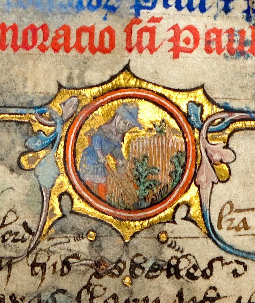 red_loeb's tweet photo. June is the time for weeding out thistles.  #MedievalCalendar    
Bodleian Library Exeter College MS 47; The 'Psalter of Humphrey de Bohun'; 1360 CE–1400 CE; Pleshey and London, England; f.3v @bodleianlibs https://t.co/skHuaEKWXQ