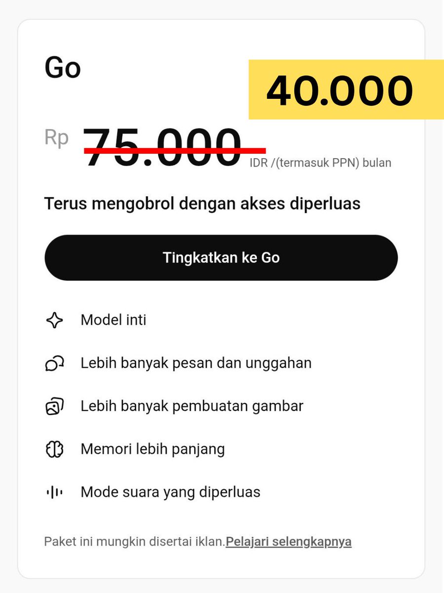 y0urneeds_'s tweet photo. WTS chat gpt go 3 bulan
#zonauang https://t.co/FBuf0bhDoW