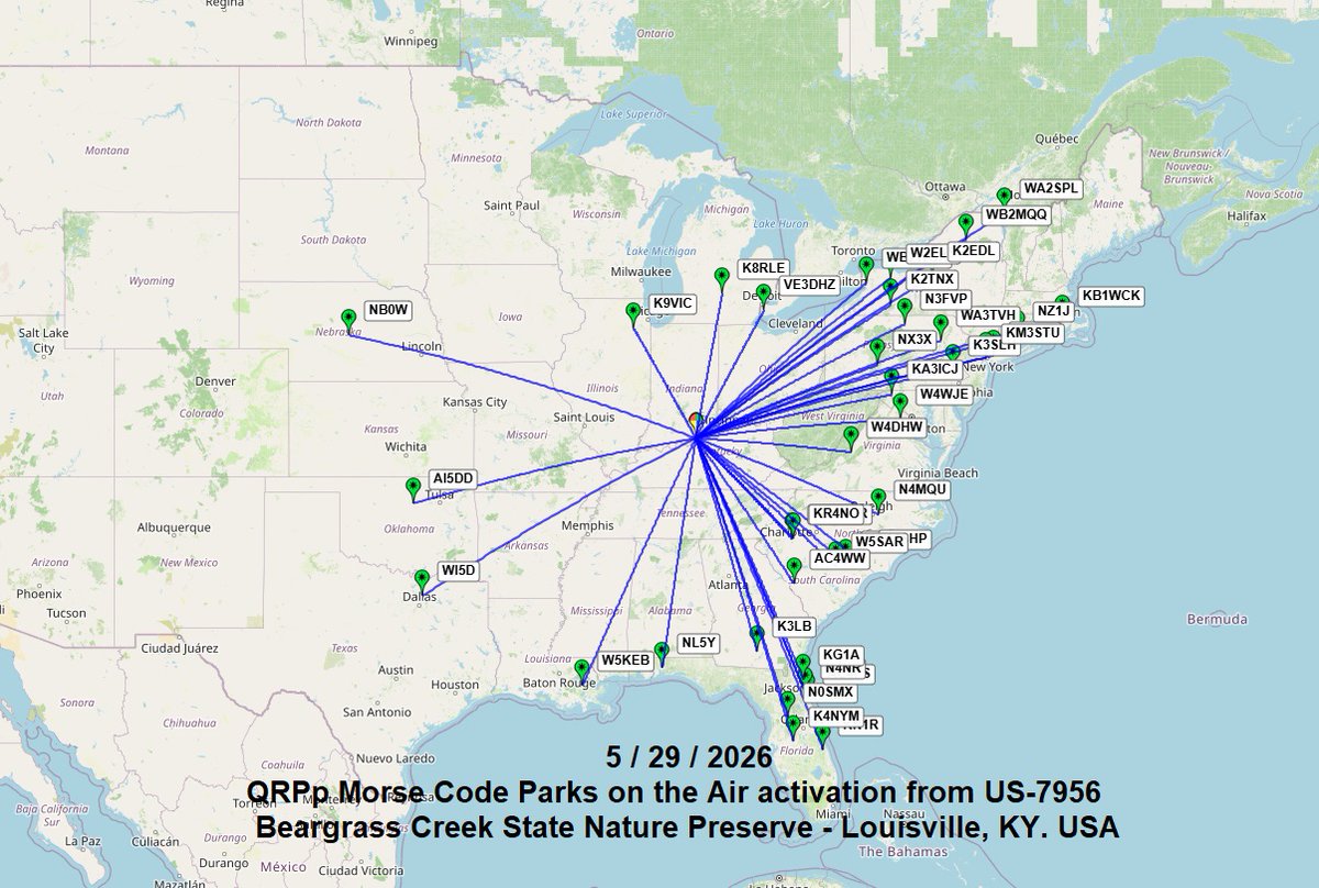 N4JAW's tweet photo. The #POTA #parksontheair Gods were in my favor during this morning's #QRPp #MorseCode Early Bird activation. Not bad for using a 9v battery and less than 200mW with my @qrplabs 40 meter #QCXMini https://t.co/0FOgo24NFg
