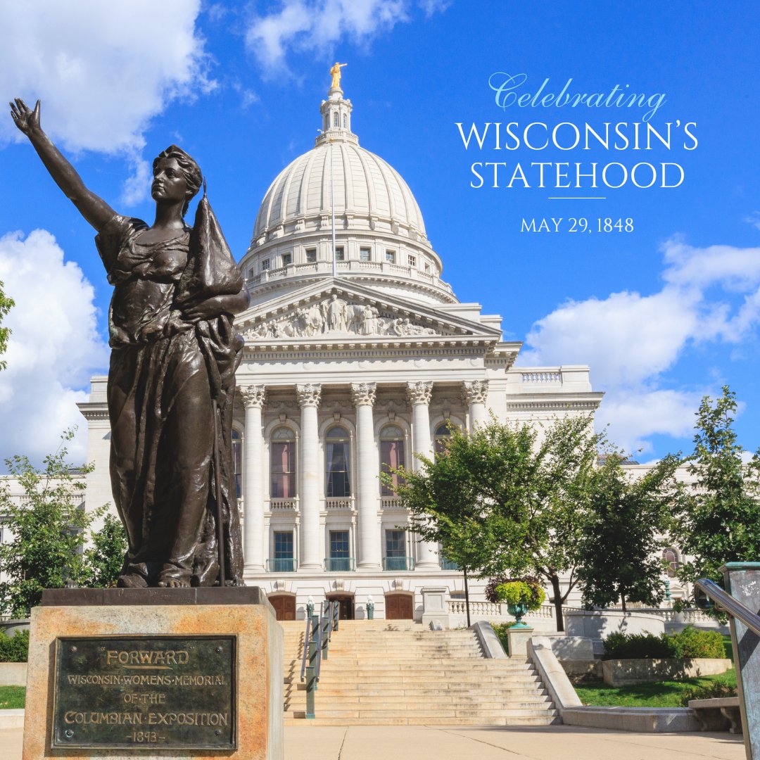 SenateDemsWI's tweet photo. Happy Wisconsin Founding Day!

For 178 years, Wisconsin has been shaped by people who believe in community, opportunity, and the freedom to build a better future. Those values continue to guide the work we do to create a stronger, more equitable Wisconsin for all. https://t.co/kfrcOH8l6s