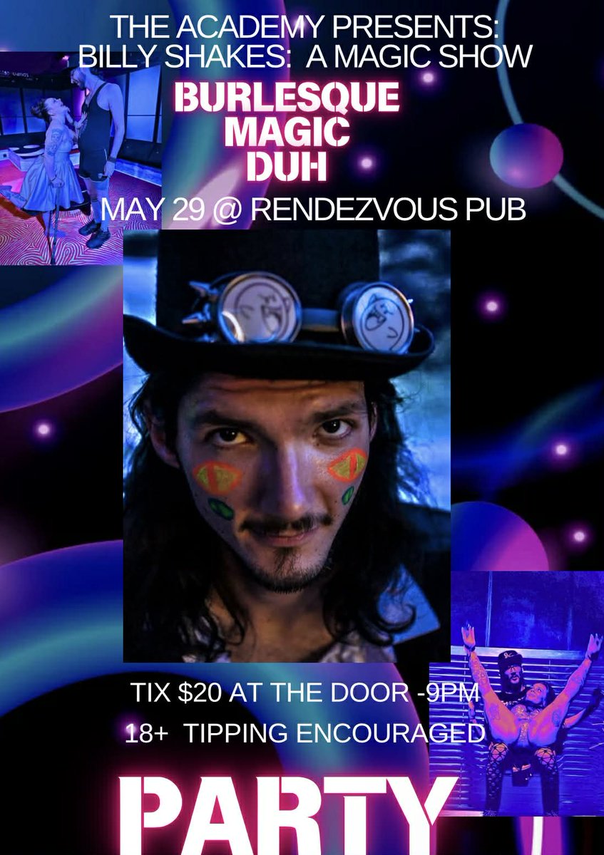 rendezvouspub49's tweet photo. Tonight #burlesque #magicshow The Academy presents Burlesque and A Magic show 9pm #yegevents Food and Drink Specials 10108 149st https://t.co/ENRYdJlj9k