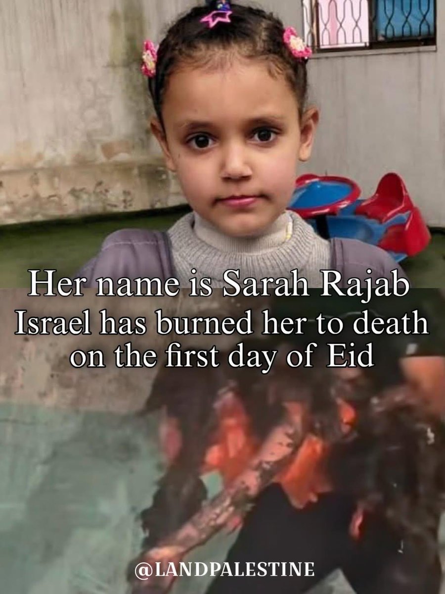 hippyygoat's tweet photo. Sarah Rajab…
Lost her mother 
Her brothers 
Her grandmother
Her father

YESTERDAY BURNT TO DEATH BY ISRAEL https://t.co/Qqkp3hx9N0
