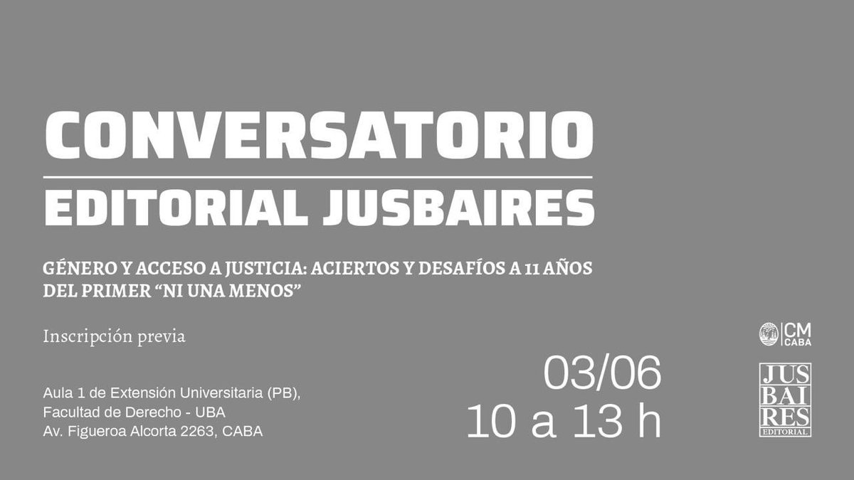 editorialjus's tweet photo. Te invitamos al conversatorio “GÉNERO Y ACCESO A JUSTICIA: ACIERTOS Y DESAFÍOS A 11 AÑOS DEL PRIMER “NI UNA MENOS” 📣
👉🏼Allí podrás visitar nuestro stand, conseguir nuestras últimas publicaciones y conocer el catálogo completo de la editorial 📖

¡Te esperamos! https://t.co/EJrUZW10WI