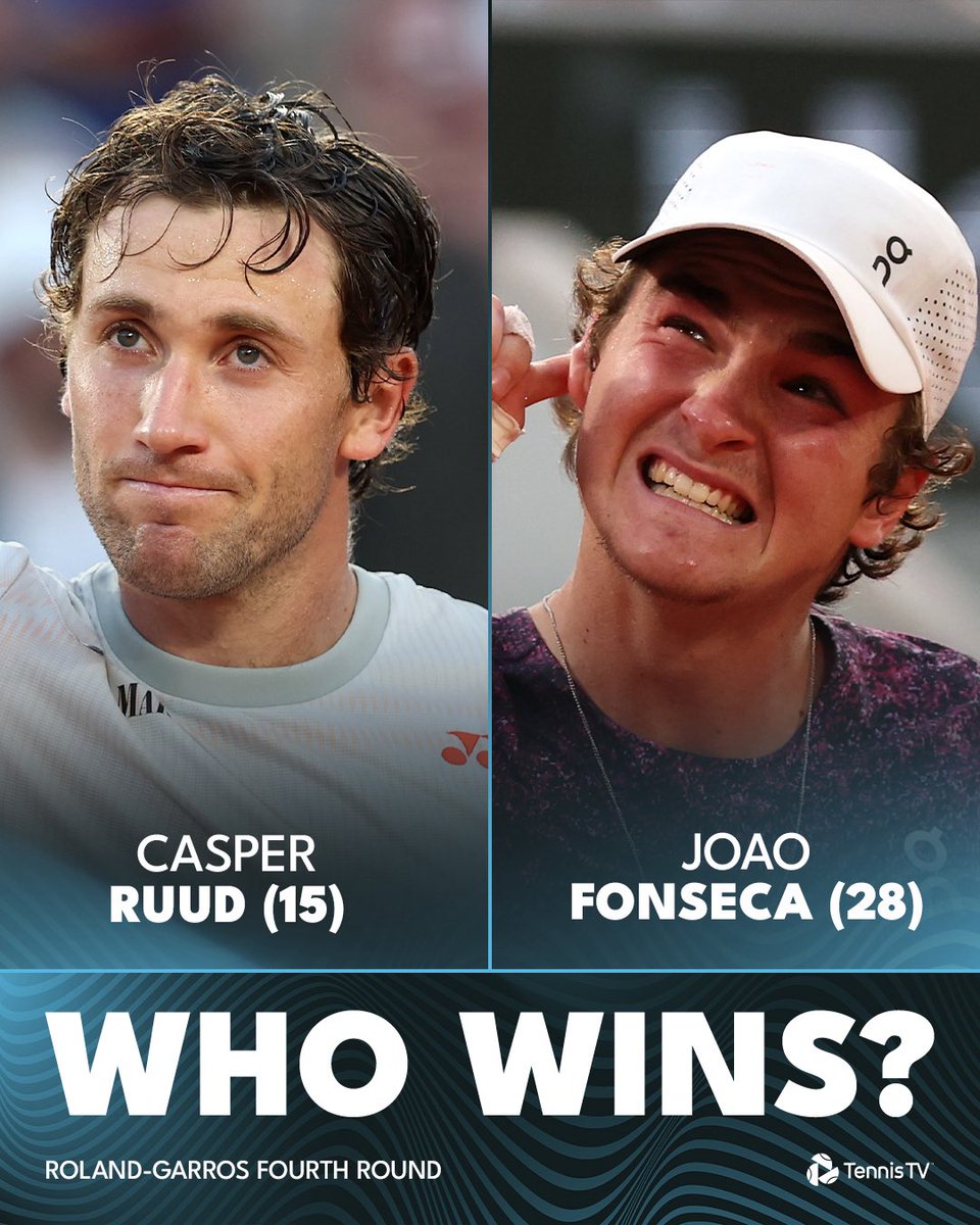 TennisTV's tweet photo. We are SAT for this! 🍿📺

It’s a first meeting between Casper Ruud and Joao Fonseca!

@rolandgarros #RolandGarros https://t.co/TIjF6CE1Wh