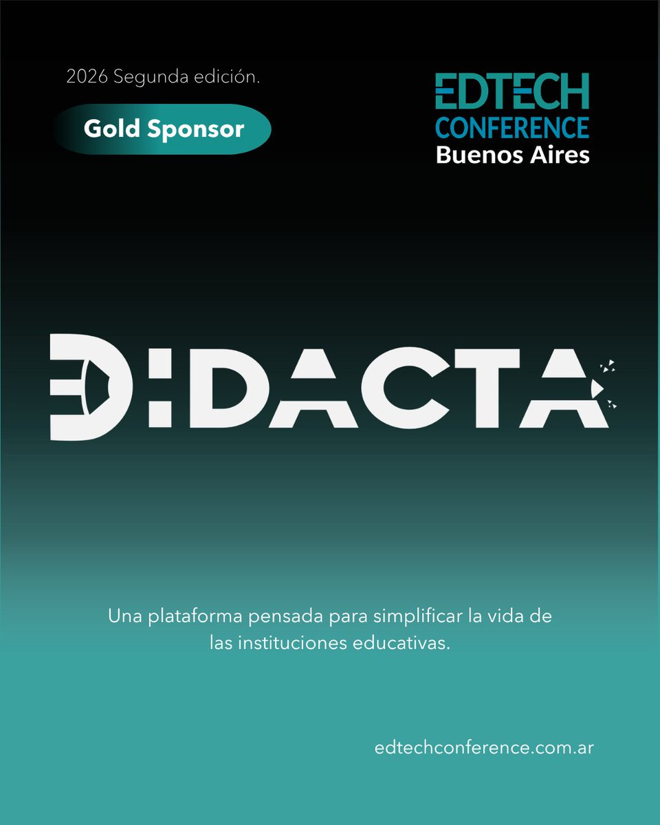 aulanexo's tweet photo. Damos la bienvenida a Didacta Educativa como sponsor de la #EdTechBA2026 🤝

Didacta Educativa transforma la gestión del talento en instituciones educativas, automatizando procesos y unificando equipos en una sola plataforma.

📍 Salguero Plaza Eventos
🗓️ 02.09.26 https://t.co/qSLIwHjbs5
