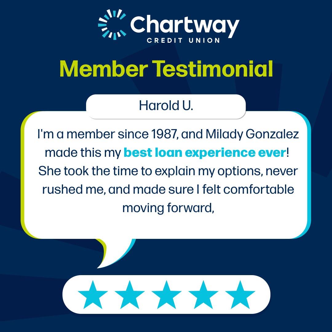 ChartwayFCU's tweet photo. 🏦 ⭐ 5-star Google review at our Hampton Blvd Branch in Norfolk, Virginia!

Big financial decisions feel easier when you have the right support by your side. At our Hampton Blvd Branch, Milady Gonzalez helped Harold navigate a refinance and a new car loan with confidence and care.

“I'm a member since 1987, and Milady Gonzalez made this my best loan experience ever! She took the time to explain my options, never rushed me, and made sure I felt comfortable moving forward.”

Thank you to our members for trusting us to help make important financial moments feel a little easier.

#5StarGoogleReview #QualityandTrust #MemberExperience