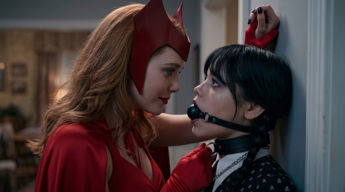 SarahJinx1's tweet photo. Good girl. Keep your mouth shut.
#JennaOrtega #ElizabethOlsen #MarvelEdits #NetflixWednesday #TotalControl https://t.co/MB1YwwgJ4H