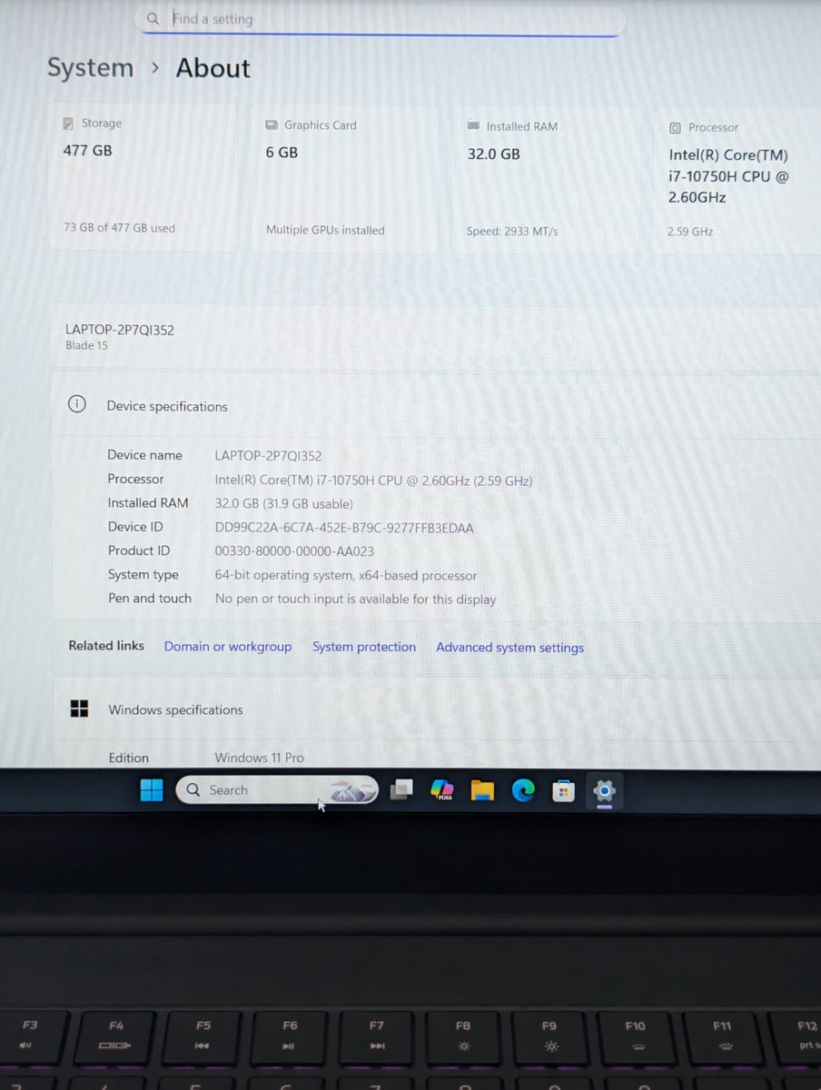 Tall_Man_Ricky's tweet photo. RAZER Blade 15
15.6" 144Hz FHD Display 
Intel i7-10750H
32GB RAM | 512GB SSD
6GB, RTX 3060 Dedicated Graphics 
Backlit RGB Keyboard  
Laptop + Charger ONLY 
N1.250m https://t.co/S1IvVhJDM6