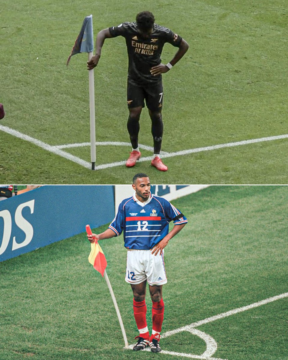 ThrowbackAFC's tweet photo. Bukayo Saka and Thierry Henry over the years. https://t.co/DfuKYnvFe3
