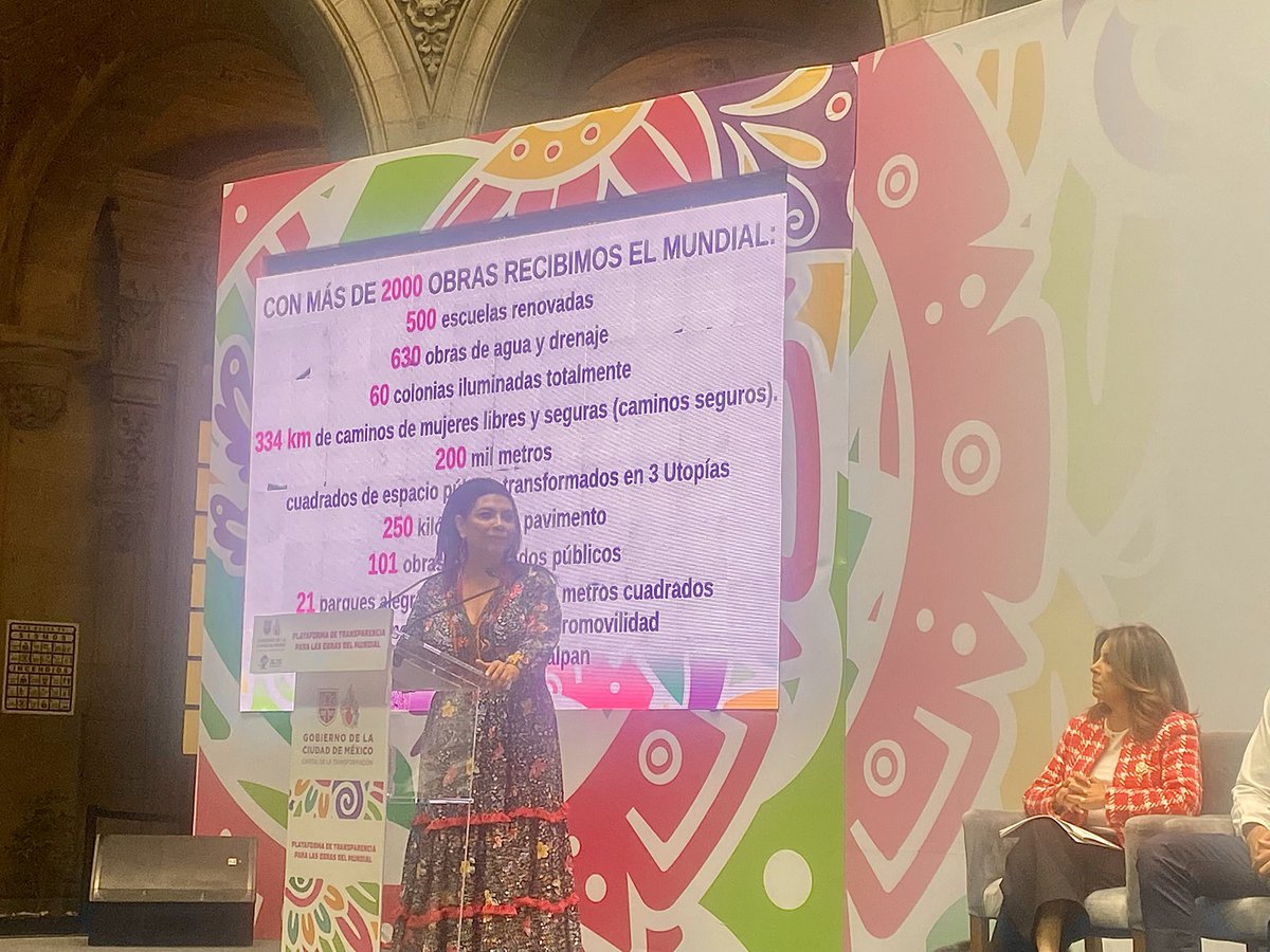 252COMS's tweet photo. @ClaraBrugadaM presenta la plataforma de transparencia sobre las obras realizadas con motivo de la #CopaDelMundo

El plan de obras del #mundial 
asciende a más de 23 mil millones de pesos

@corro_herrera https://t.co/sEQIMsasuz