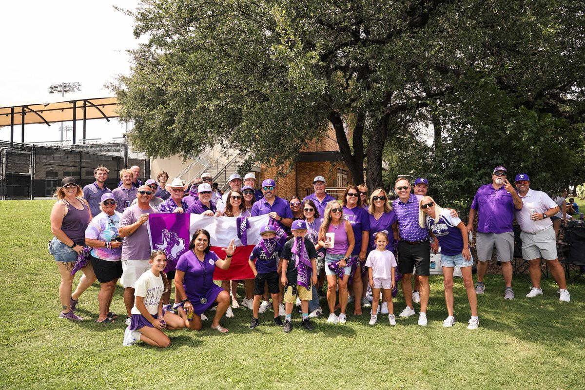 TarletonState's tweet photo. Texan Nation is here, and ready for some Tarleton State Baseball! 💜

#TarletonState #BleedPurple #RoadToOmaha https://t.co/RZeAWw6VXb