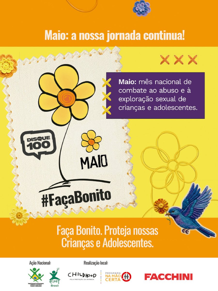 FacchiniSA's tweet photo. A Facchini apoia o Programa Na Mão Certa, criado pela Childhood Brasil, para mobilizar pessoas e empresas no enfrentamento da exploração sexual de crianças e adolescentes. 

Denuncie. Apoie. Faça parte dessa causa. https://t.co/kU027nZiXg
