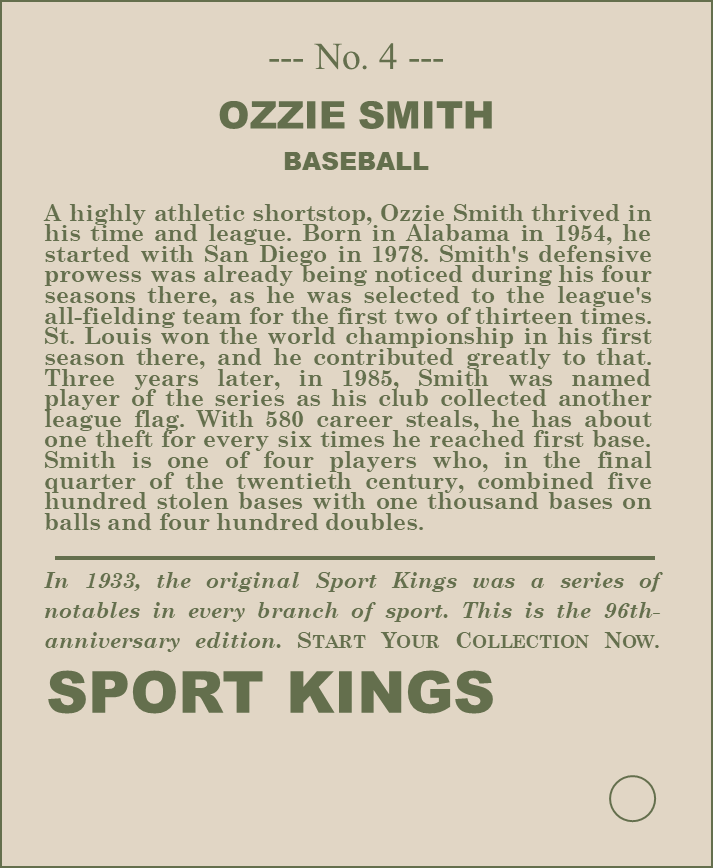 Someotherguy55's tweet photo. Sportkings 2029, drawing from previous versions and featuring some players who are around for autographs, continues with Ozzie Smith. https://t.co/Xlq7NPtMI4