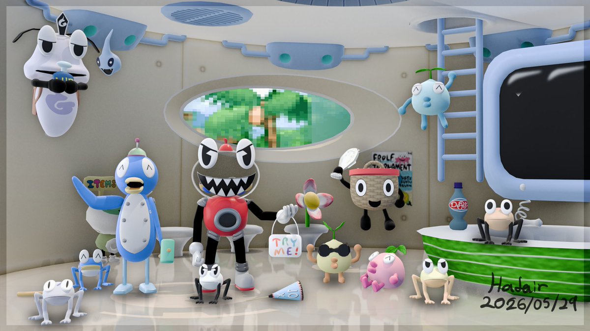 odaocer's tweet photo. Turns out there's a #RibbitKing community here. Here's all the RK characters I've modeled in Blender. All fully rigged, textured and good to go!

#frolf #ps2 #blender #kero #kerokeroking #gamecube #retrogaming #retro #bandai #3dcg https://t.co/NgonSTZAxJ