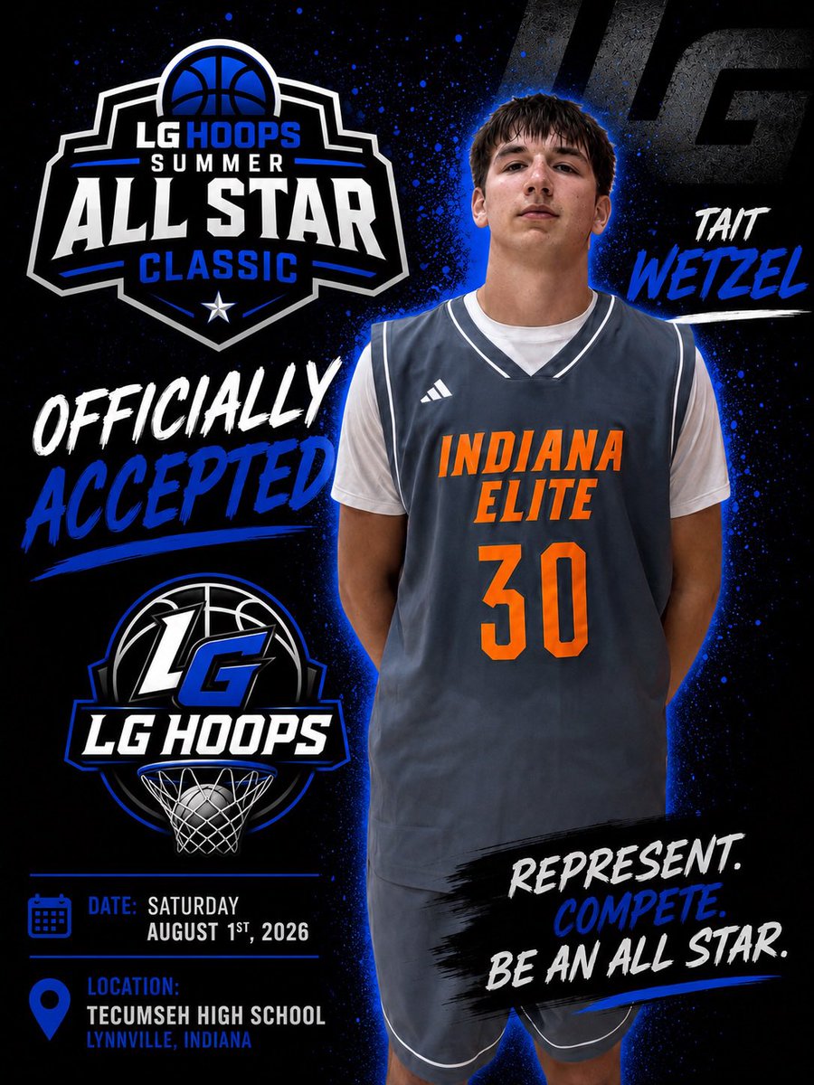LGreenwellHoops's tweet photo. 🚨 ACCEPTED 🚨

@HHPatriotsBball 6’6” 2027 F Tait Wetzel (@TaitWetzel) has accepted his invitation to compete in the LG Hoops Summer All-Star Classic

Averaged 13.9 PPG, 7.5 RPG, and 1.5 BPG during his Junior Season
@south_indiana 

📍 Tecumseh High School
📅 Saturday, August 1st, 2026
#SummerAllStarClassic