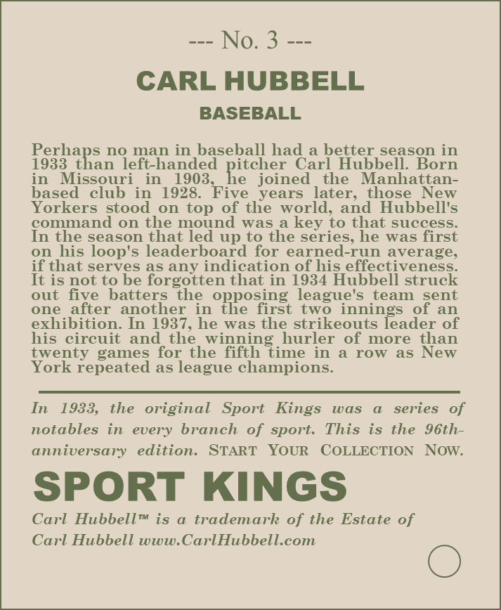 Someotherguy55's tweet photo. Sportkings 2029, which keeps this 1933 subject but groups him with the other baseball players, continues with Carl Hubbell. https://t.co/bdLCsAfp4z