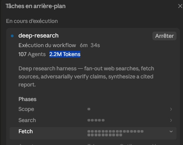 LaComplAutiste's tweet photo. Claude 4.8 #DynamicWorkFlow 
Orchestration Agentique <3 
ça c'est de la deep reserch qui brule la planete. https://t.co/HK8oMFTM7S