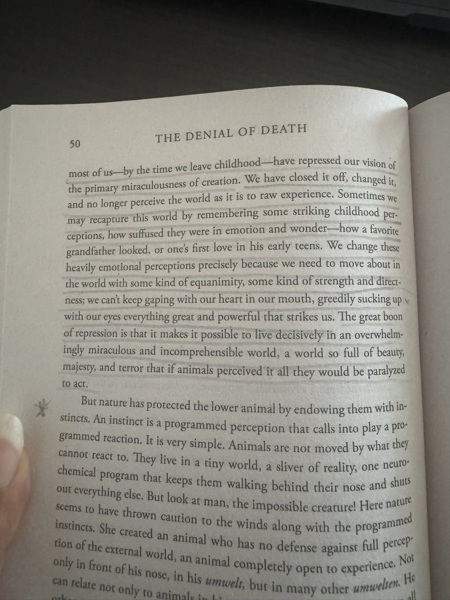 tishray's tweet photo. Ernest Becker explaining why adults lose their sense of wonder. One of my favourite paragraphs ever written. https://t.co/TJSG4V6C82