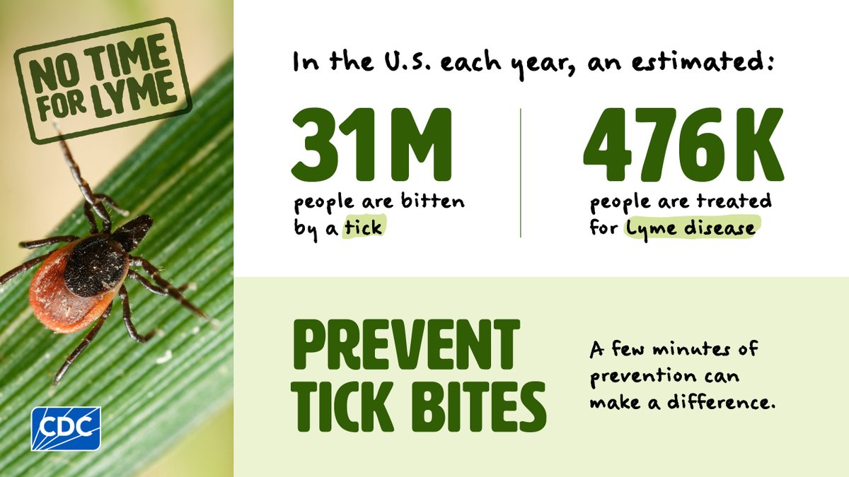 RushMemorial's tweet photo. Tick Bite Warning
If you get a rash, fever, feel very tired, or have joint or muscle aches a few weeks after a tick bite, it’s important to see your healthcare provider.
If Lyme disease is not treated, it can cause problems with your joints, heart, or nervous system. https://t.co/VidDE3VHwH