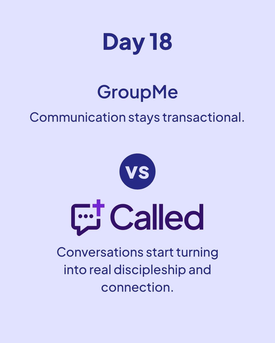 Called_App's tweet photo. Some ministry tools help you send messages. Others help you shepherd people.

The platform you build on shapes your ministry's culture. So, you need to be intentional.

Learn more about the difference between GroupMe and Called. https://t.co/8FFKBbH3yk https://t.co/iRpMfXLlA7