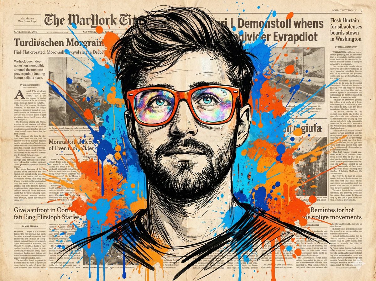 Newspaper Collage Pop Art Portrait