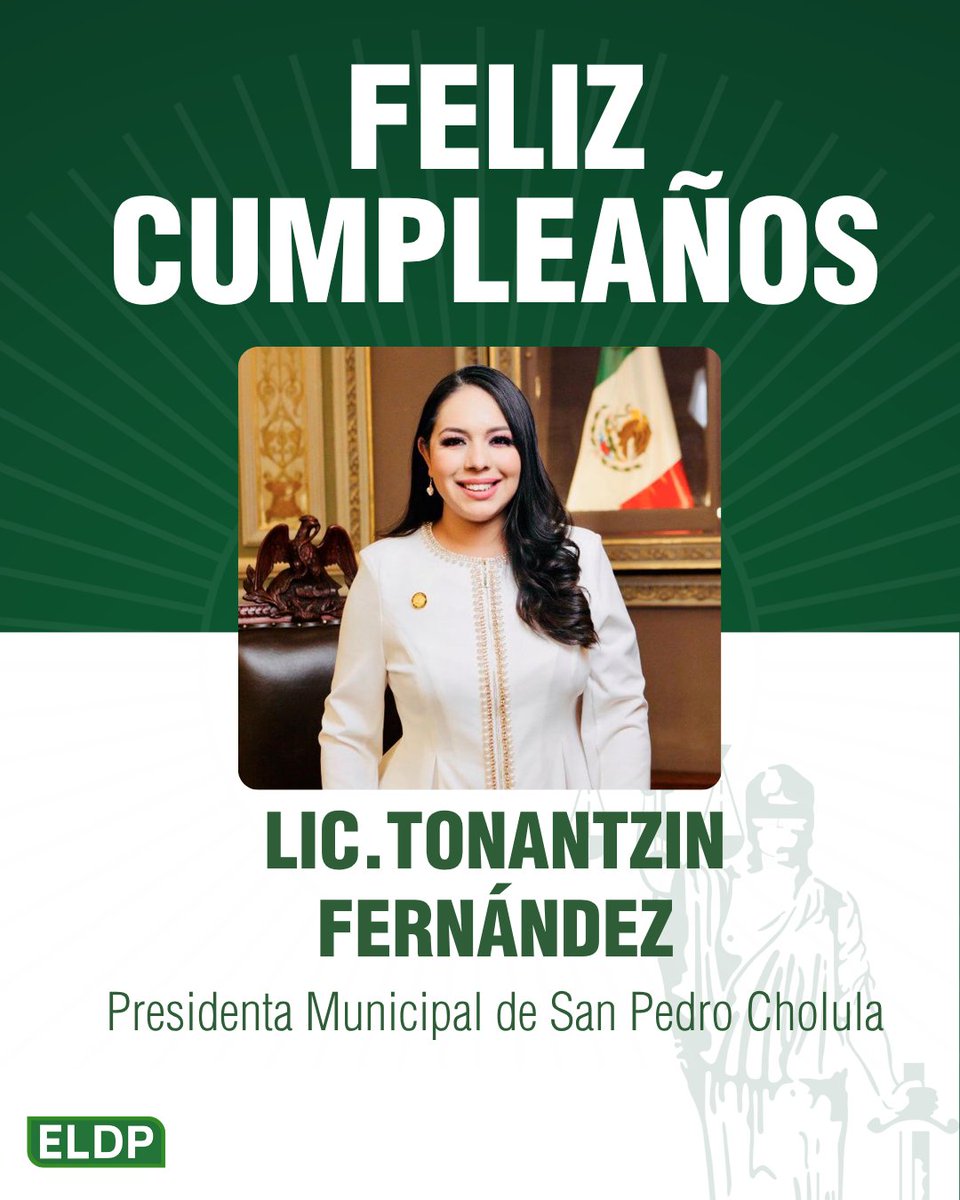 ELDPuebla's tweet photo. 🎉🌷 La ELDP y toda la Comunidad Libre felicitan a la Lic. @TonantzinFdz , Presidenta Municipal de San Pedro Cholula, con motivo de su cumpleaños.

Reciba nuestros mejores deseos en este día tan especial.

#ComunidadLibre #ELDPuebla #SanPedroCholula https://t.co/RZYpZq3X9V