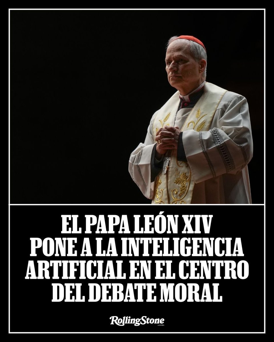 RollingStoneMX's tweet photo. El papa León XIV quiere que la conversación sobre inteligencia artificial deje de ser únicamente tecnológica ⚡🤖
En su primera encíclica, el pontífice colocó la IA en el centro del debate moral global, advirtiendo sobre los riesgos de una tecnología desarrollada sin responsabilidad ética ni límites humanos.
Lee la nota completa aquí.

https://t.co/aD60zLamm0 

#RollingStoneEnEspañol #Cultura #RollingStone #Tecnología #Entretenimiento