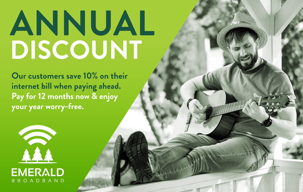 EmeraldFiber's tweet photo. Emerald Broadband customers save 10% on their internet bill when paying annually. Pay ahead and enjoy your worry-free summer! ⛅🎵

https://t.co/cagIAlahbB

#eugeneoregon #emeraldbroadband #fiberinternet https://t.co/e3KgYU7gUL