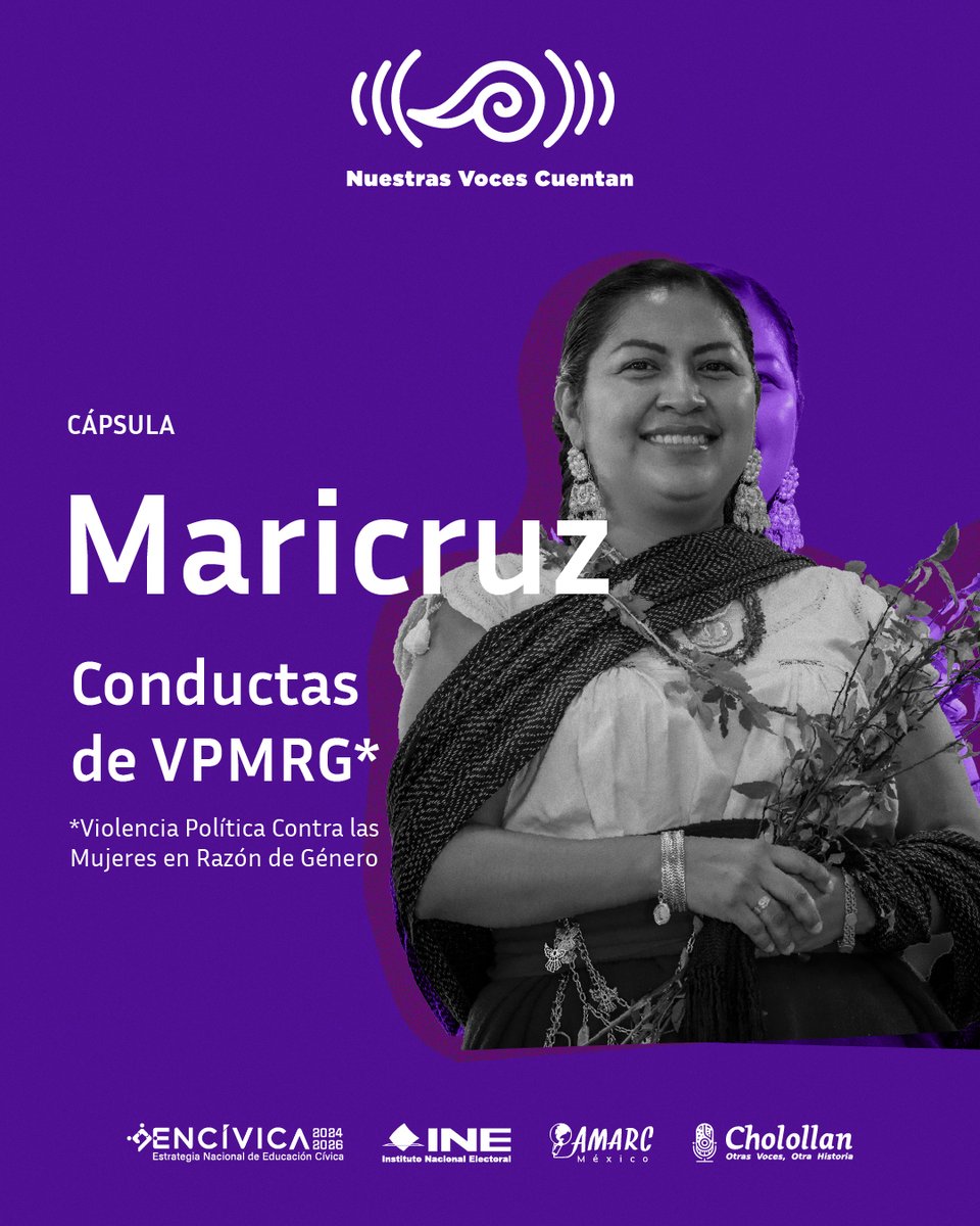 INE_BC's tweet photo. 🎙️ Escucha la historia de Maricruz, una cápsula que nos invita a identificar las conductas constitutivas de violencia política contra las mujeres en razón de género.

📲 Disponible en👉 https://t.co/LNCcwxZlHE

#NuestrasVocesCuentan #Mujeresindigenas #Mujeresafromexicanas https://t.co/dUhvv1llUg