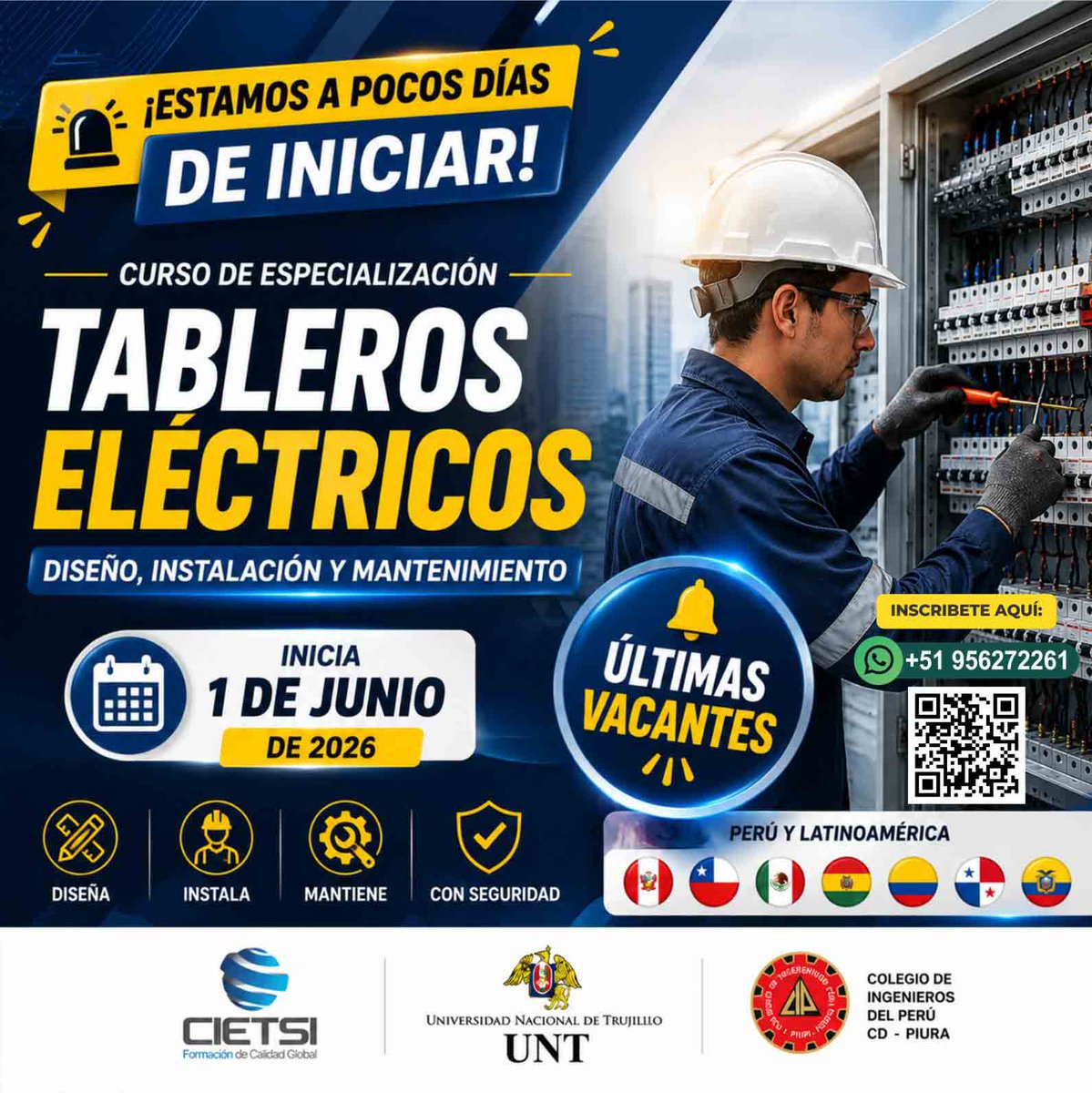 cietsi's tweet photo. 🚨 ¡𝐄𝐒𝐓𝐀𝐌𝐎𝐒 𝐀 𝐒𝐎𝐋𝐎 𝟑 𝐃Í𝐀𝐒 𝐃𝐄 𝐈𝐍𝐈𝐂𝐈𝐀𝐑! ⚡

🎓 𝐂𝐔𝐑𝐒𝐎 𝐆𝐑𝐀𝐓𝐔𝐈𝐓𝐎 𝐄𝐍 𝐃𝐈𝐒𝐄Ñ𝐎, 𝐈𝐍𝐒𝐓𝐀𝐋𝐀𝐂𝐈Ó𝐍 𝐘 𝐌𝐀𝐍𝐓𝐄𝐍𝐈𝐌𝐈𝐄𝐍𝐓𝐎 𝐃𝐄 𝐓𝐀𝐁𝐋𝐄𝐑𝐎𝐒 𝐄𝐋É𝐂𝐓𝐑𝐈𝐂𝐎𝐒 𝟐𝟎𝟐𝟔

📌 https://t.co/DKlgx59g8Z https://t.co/yFH7fQvvGS