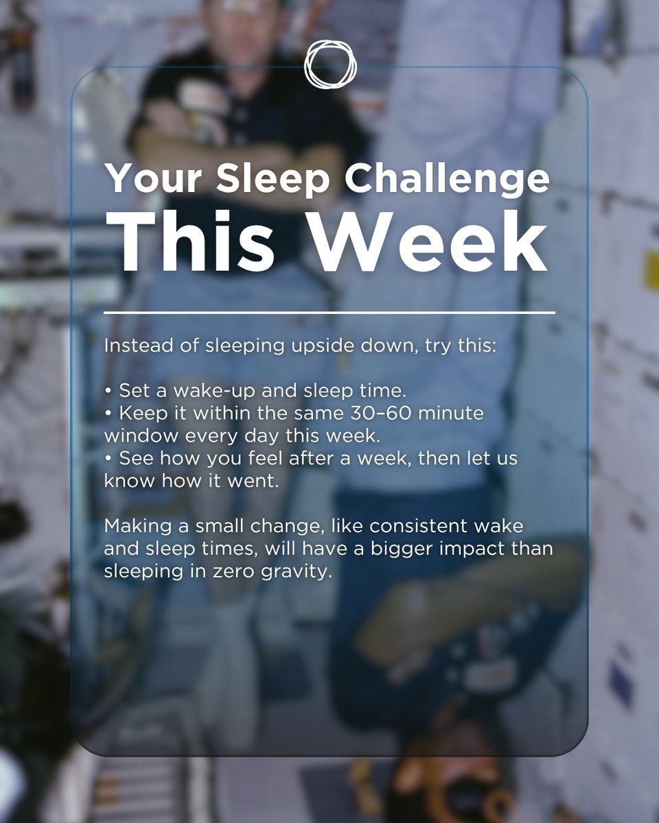 QolunaHealth's tweet photo. "Sleep like an astronaut" sounds dreamy. But research points to a much more practical tip.

Consistent sleep and wake times are associated with better physical health, mental health, sleep quality, and even lower mortality risk.

🧑‍🚀 Do you sleep on your back, side, or stomach? https://t.co/OOzTiiexkD