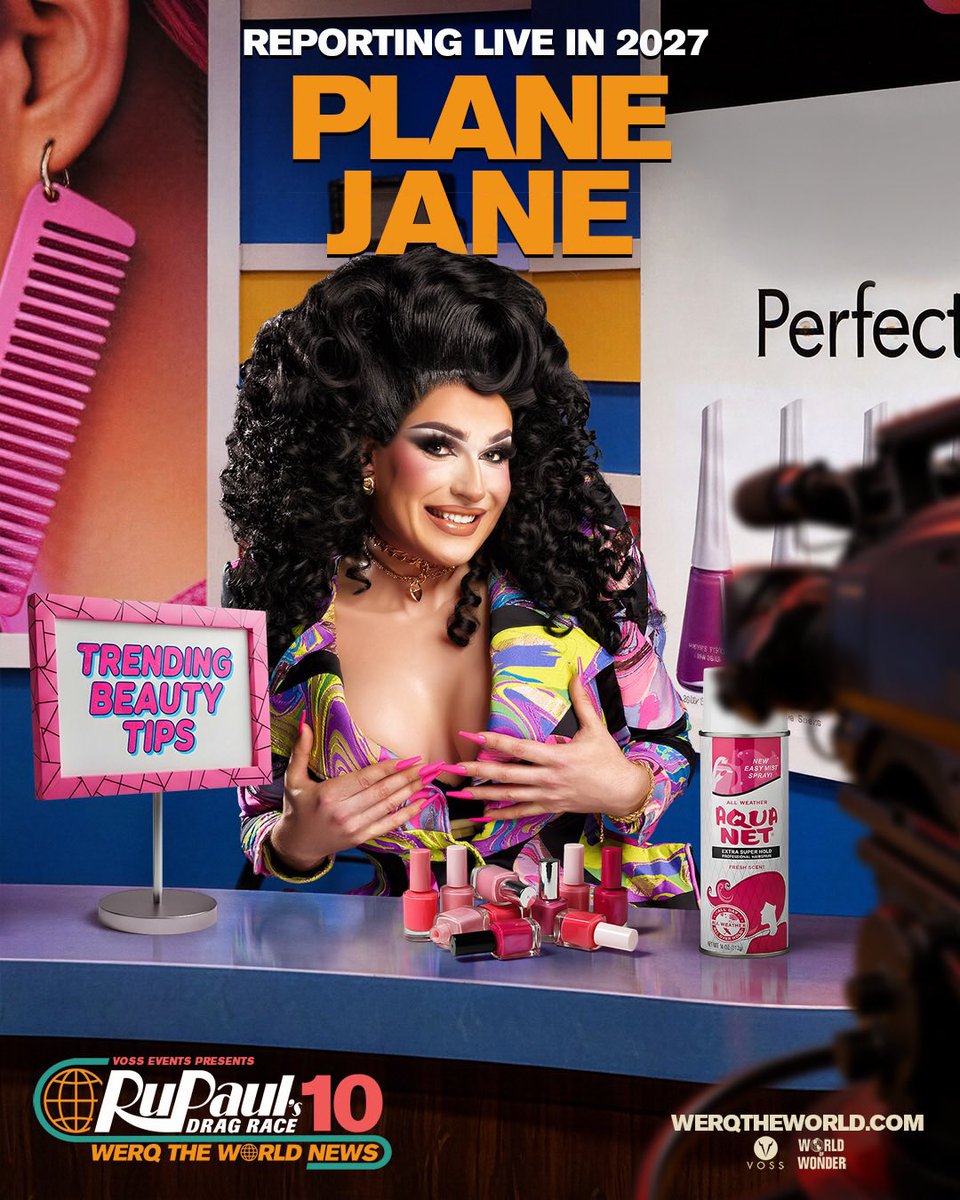 WerqTheWorld's tweet photo. Big hair. Bigger tits. Biggest reads. @the_planejane is your 2027 beauty correspondent on @rupaulsdragrace Werq The World NEWS is ON-SALE TODAY! Get your tickets for the 2027 Tour, celebrating 10 years of touring RuPaul’s Drag Race.

🎟️https://t.co/9gpbGsvurm https://t.co/8XQeZYrmWW