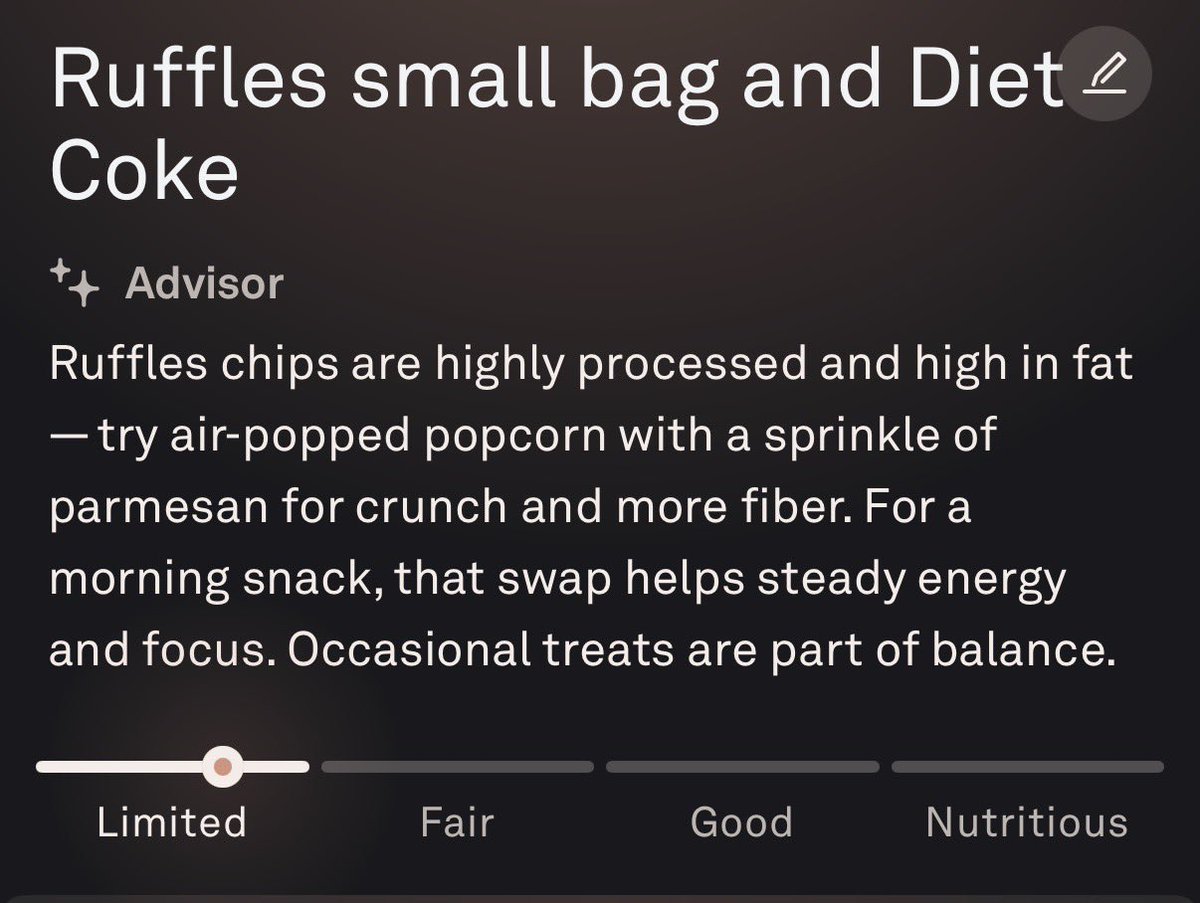 FealaJake's tweet photo. Looking forward to the future of AI consumer health but not if it’s passive-aggressive nagging https://t.co/p9utkmNLgh