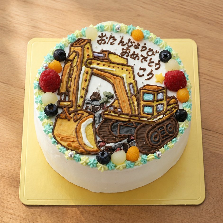 modern0202's tweet photo. 昨日の【全国配送】のケーキになります！
重機大好きなお子様のケーキなります
希望により黄色の色は変更できます
様々なデザインで描くことができますよ https://t.co/ztWCcWmNNq