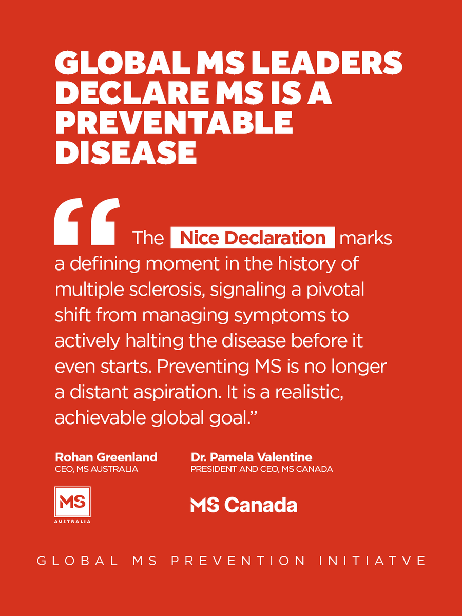 MS_Australia's tweet photo. #MediaRelease | Leading MS organisations, including MS Australia, sign the Nice Declaration, representing an unprecedented commitment to make MS prevention a global priority.

Read the media release 👉 https://t.co/upuXajNA9Z

#WorldMSDay #WorldMSDay2026 #MSprevention https://t.co/Cg2bVtovBK