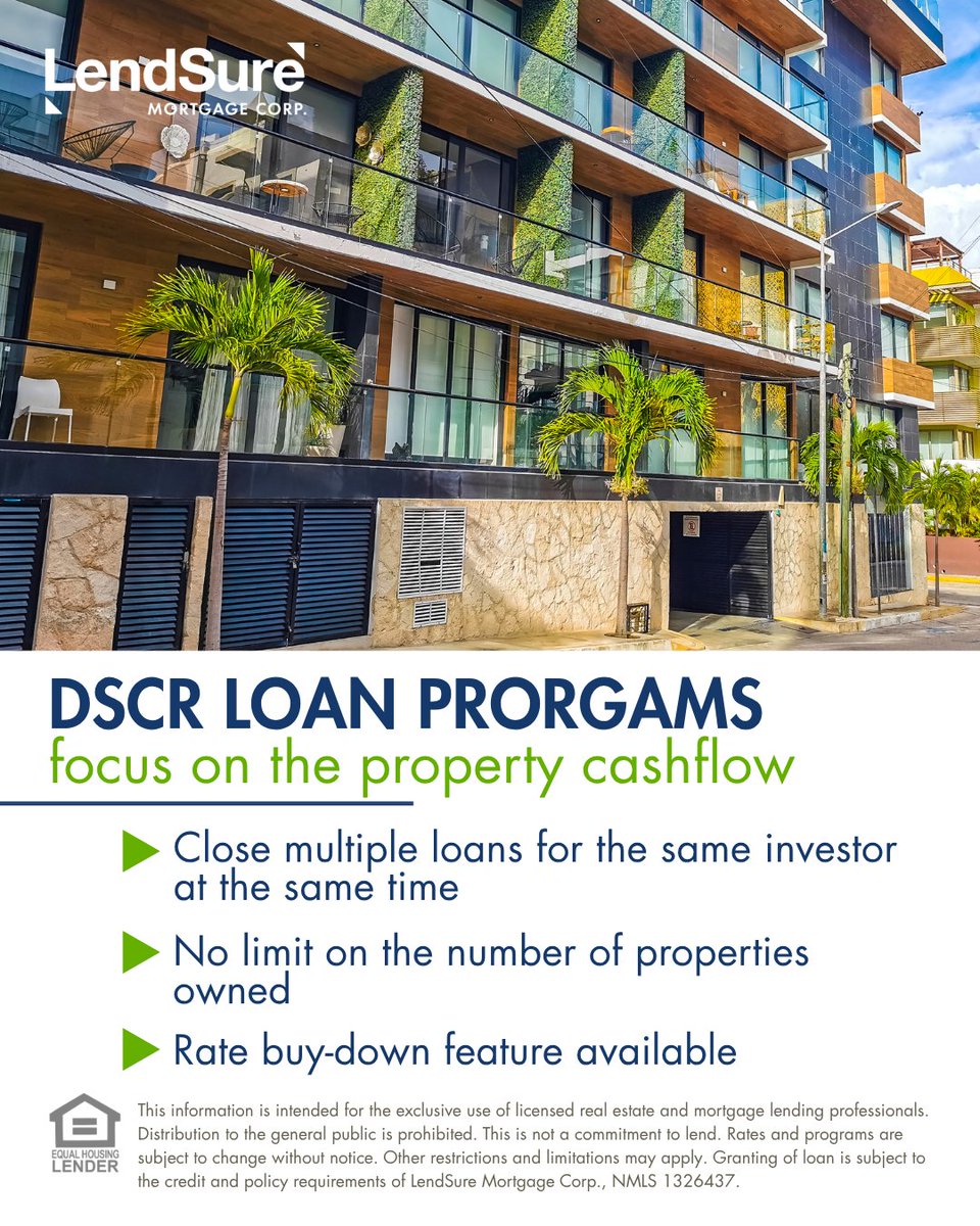 lendsure's tweet photo. DSCR loans are built around what matters most—cash flow. Give your clients flexible financing that makes it easier to qualify, close faster, and scale their portfolios with confidence.

Learn more 👉 https://t.co/uT8sLQtRKp

#DSCRLoans #MortgageBroker #InvestorLoans https://t.co/YKS7uk2R2v