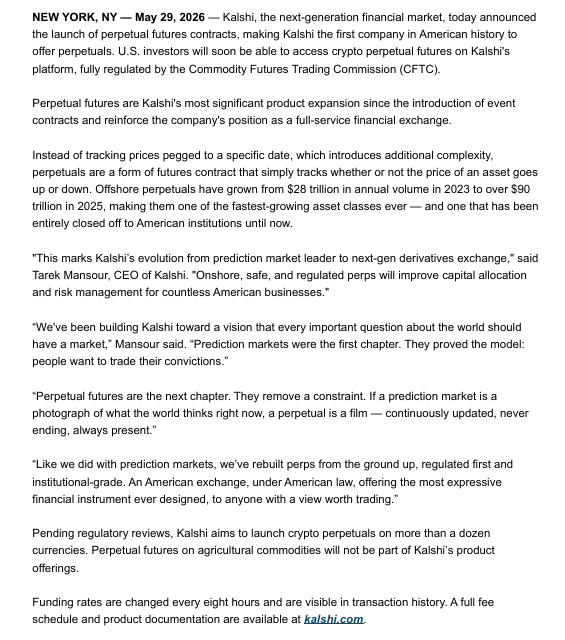CryptoCoinShow's tweet photo. ⚡️JUST IN: Kalshi has received CFTC approval to launch the first regulated Bitcoin perpetual futures contract in the U.S. https://t.co/TLnWi8E8OJ
