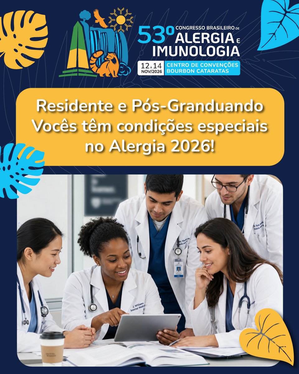 ASBAI_alergia's tweet photo. Atenção, Residentes e Pós-graduandos! 🚀 O maior encontro da nossa  especialidade está chegando e preparamos algo exclusivo para vocês.

Nos vemos lá!
https://t.co/0Z57nBJMcT

Responsável Técnica: Dra. Fátima Rodrigues Fernandes

#congressoalergia2026 #alergia #imunologia #ASBAI https://t.co/g9Fc2sN8pL