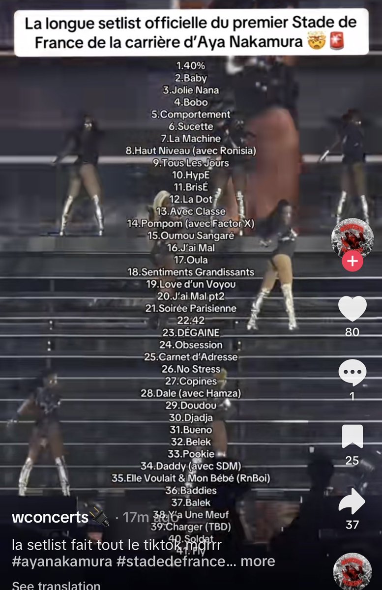 j_hdrr's tweet photo. La setlist du SDF d'Aya le 29 mai pour ceux qui cherchaient :
#AyaNakamura https://t.co/KXiu0YLbhK