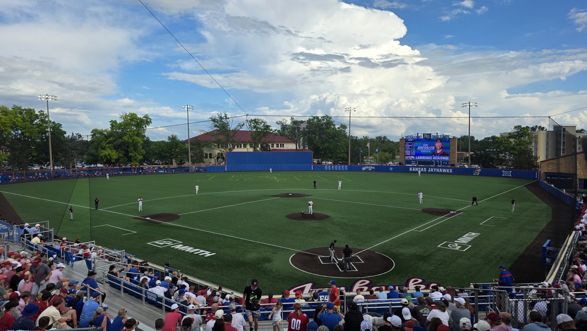 WyattWheeler_'s tweet photo. Drove over to Lawrence to see old Missouri State friends and catch some of the regional.

The venue hate has been overblown. I'd assume some upgrades come with success. The Backyard thing isn't horrible

Much better than some venues that have made it. Non-KU fans can get over it https://t.co/OMh7baRoV8