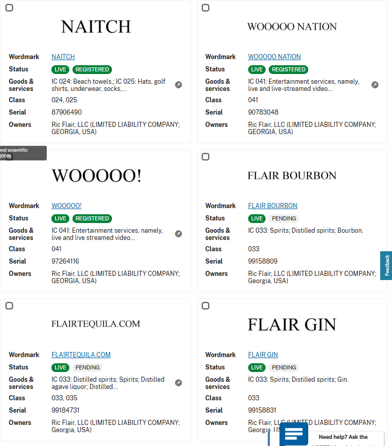 write_horror's tweet photo. Ric Flair has called out his son David over the Green Flair Recycling company's trademark, but it looks like the Ric Flair LLC at least, does not own the word Flair. There is a chance that he may own it by other means. https://t.co/z3YWuZExTA