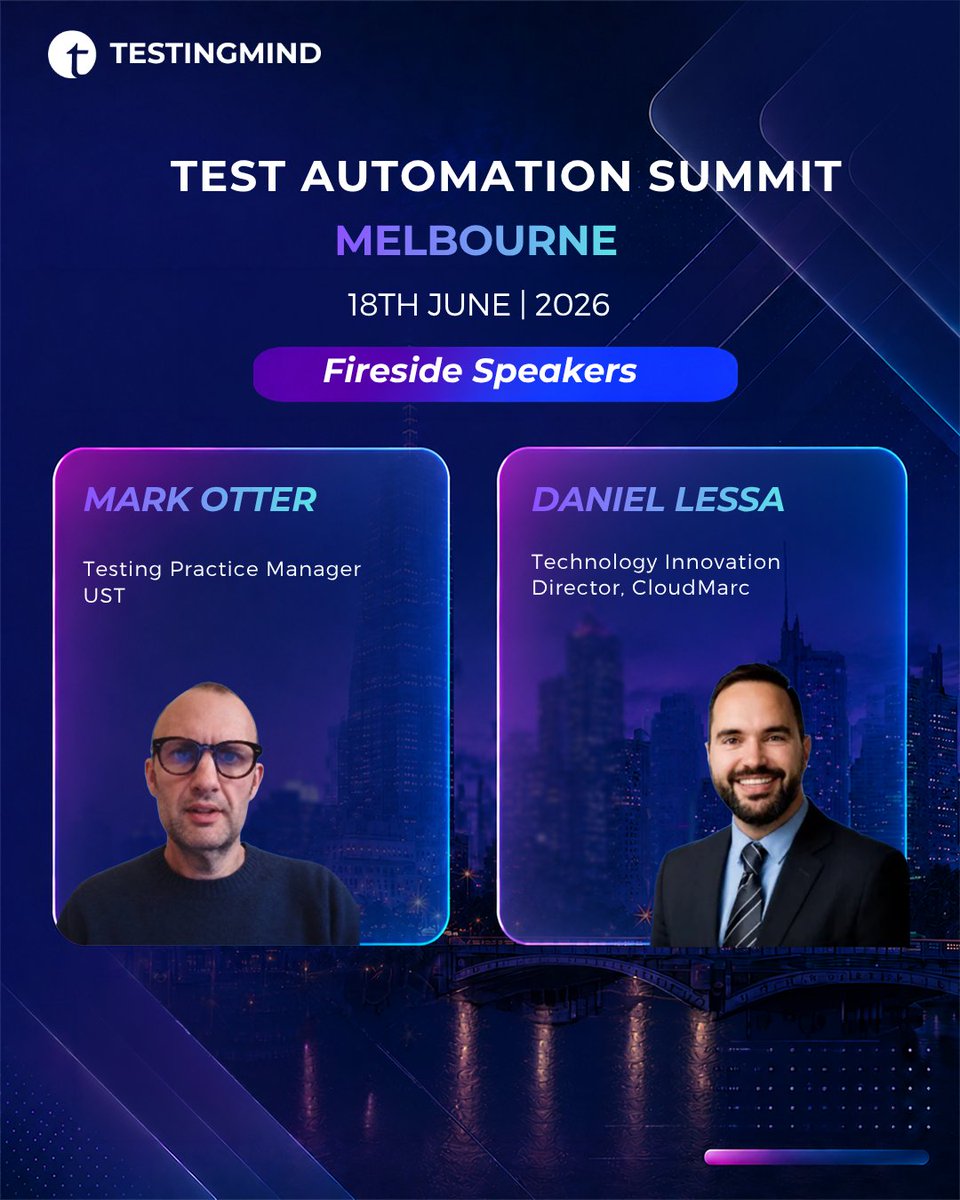testingmindcon's tweet photo. AI can improve testing—but can it improve trust?

Join Mark Otter and Daniel Lessa as they discuss the role of human judgment, ethical innovation &amp; responsible AI adoption in shaping the future of software quality at #TAS Melbourne on 18 June 2026.

🔗 https://t.co/WPap04KqnO https://t.co/h8kKvpm7ah