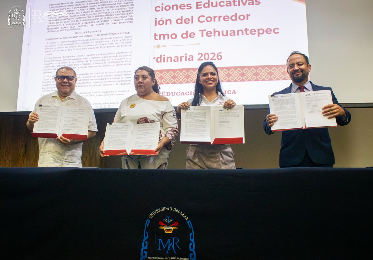 UMAR_SUNEO's tweet photo. ¡Hay una gobernanza en construcción! En la UMAR seguimos impulsando la ciencia, la educación y la vinculación con el futuro de México. 🇲🇽✨
.
#UniversidadDelMar #DesarrolloSustentable #VínculoAcadémico #CIIT #CEPAL #ANUIES @EducacionPubOax @ANUIES https://t.co/reFuU0vfN7