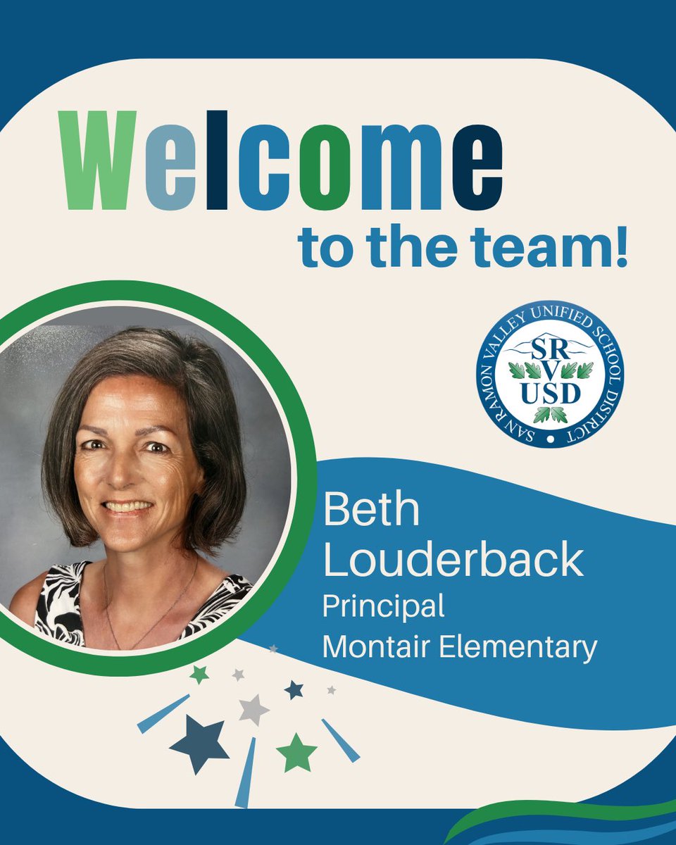 SRVUSD1's tweet photo. SRVUSD is proud to announce &amp; welcome our new principals for the 26-27 school year! 👏

Beth Louderback- Montair Elem.
Andi Calloway- Quail Run Elem.
Karen Johnson- Neil Armstrong Elem.
Jami Greer- Stone Valley Middle 

Looking forward to a fantastic school year ahead!📚 https://t.co/RG4IAf2VYO