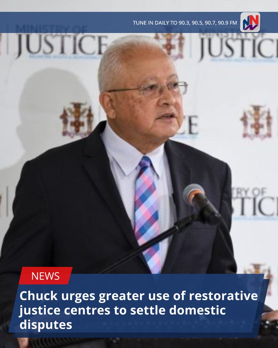 NationwideRadio's tweet photo. Justice Minister, Delroy Chuck, is urging Jamaicans to recommend the country's restorative justice centres for persons in domestic disputes.

He wants citizens to make greater use of the centres located islandwide to resolve conflicts. 

READ MORE HERE: https://t.co/LqGLl18SlP https://t.co/Y1La6oVQEV
