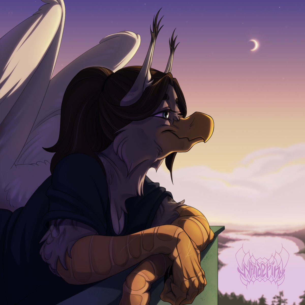 0_Wandering_0's tweet photo. I decided to update my profile picture

#gryphon #furrsona #digital_art #digitalart #furry #originalartwork #avian #bird #wings #snow_leopard #feather #evening #sunset #illustration #render #lake #forest #furry #fur #furryart #furry_art #clouds https://t.co/OVru7T1Kyq