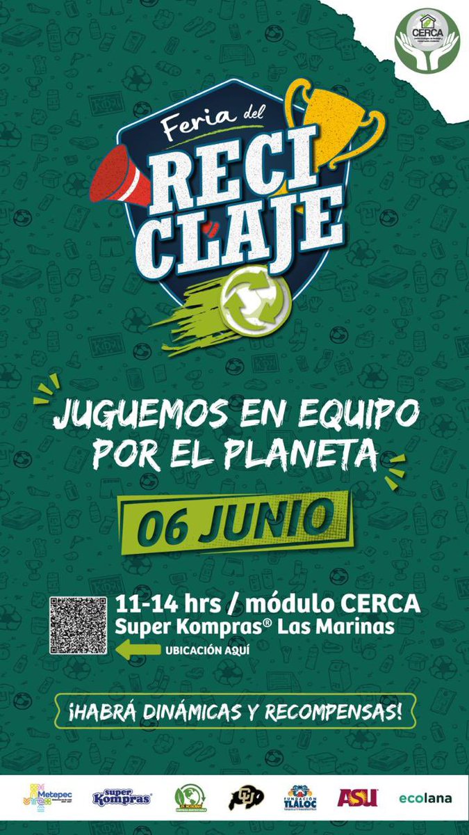 MetepecAmbiente's tweet photo. En el marco del Día Mundial del Medio Ambiente, este 6 de junio te invitamos a participar en la Feria del Reciclaje ♻️.
Te compartimos cuáles son los productos que estaremos recibiendo y con los que podrás ganar varias sorpresas. https://t.co/jBVbuFFpea